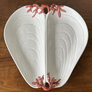 Fitz and Floyd Oceana Divided Server Serving Dish Pink Coral Edge Vintage '80s